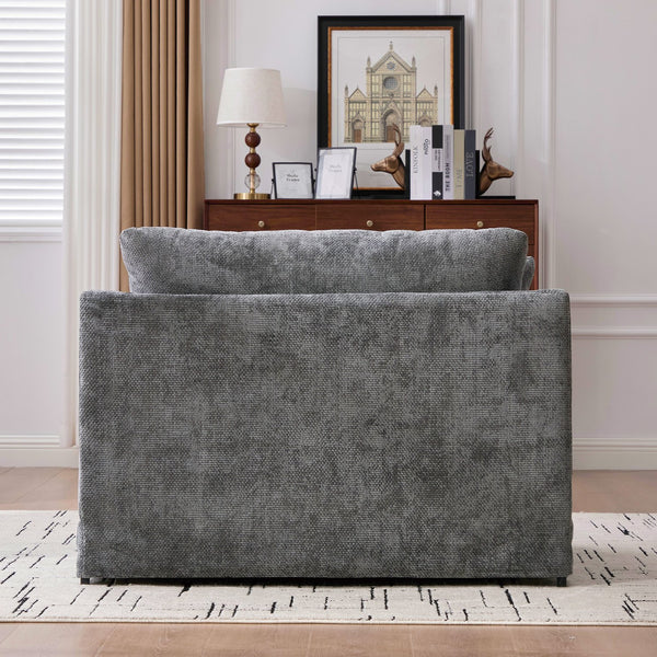 English Elm 43.9" Oversized Chenille Accent Chair with Bolster Pillows Farmhouse Living Room Seat Charcoal W3098P419126