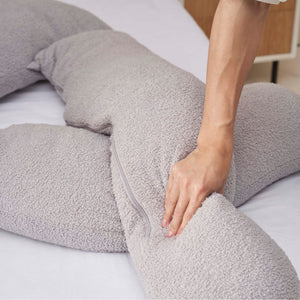 English Elm Adjustable U-shaped Full-Body Recliner Pillow for Sleeping, Reading & Physiotherapy — Gray Metal, Foldable Packaging Enhanced Comfort W244P289150