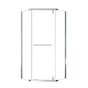 English Elm Corner Frameless Neo-angle Pivot Shower Enclosure with Tempered Glass and Sleek Hardware Brushed Nickel W637P348806