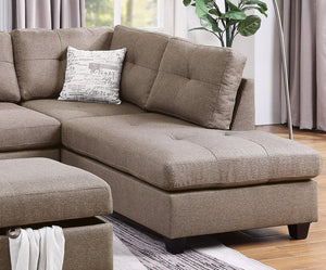 English Elm Contemporary Three Piece Sectional Sofa Set with Nailhead Trim and Storage Ottoman B011S01053