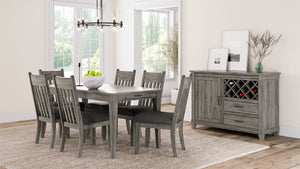 English Elm Rustic Gray Dining Server with Wine Storage, Power Ready, Dual Drawers & Two-Shelf Cabinet Elegance B2699P218275