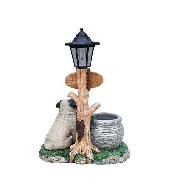 English Elm Schnauzer Solar Led Resin Planter Statue Outdoor Garden Accent for Patio Decor W5398P464252