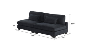 English Elm Bentley Modern Modular Sectional Sofa & Loveseat Configuration with Corduroy Fabric, Ottoman Seating Design Black B009S02140