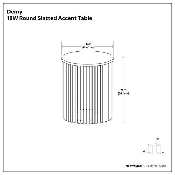 English Elm Demy Solid Mango Wood Accent Table with Reeded Base for Modern Living Spaces B136P420280
