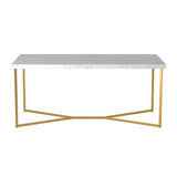 English Elm Walker Edison - Modern Glam Metal And Faux  Marble Coffee Table - Faux White Marble/Gold