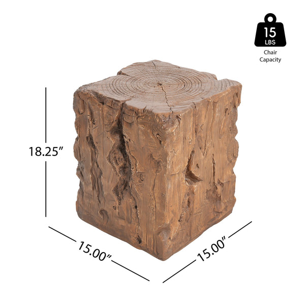 English Elm Christopher Knight Home® - Amira Magnesium Oxide Stump Side Table Brown — All-Weather, Eco-Friendly Rustic Plant Stand Durable N775P300868B