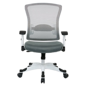 OSP Home Furnishings White Mesh Ergonomic Manager Office Chair with Lumbar Support and Synchro Tilt Control Grey 317W-W1C1F2W-2M