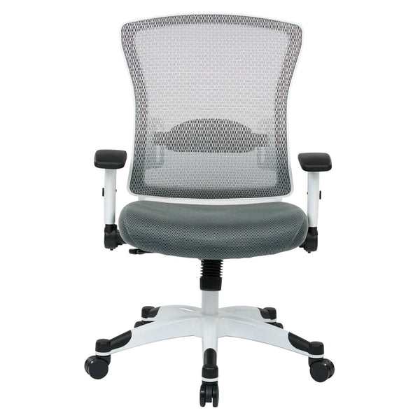 OSP Home Furnishings White Mesh Ergonomic Manager Office Chair with Lumbar Support and Synchro Tilt Control Grey 317W-W1C1F2W-2M
