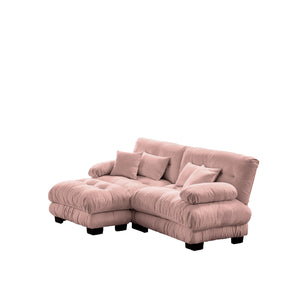 English Elm Cloud Couch Sectional Sofa – Chic Chenille 2-Seater With Lumbar & Throw Pillows, Modular Design W714S01008