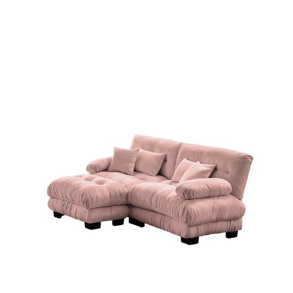 English Elm Cloud Couch Sectional Sofa – Chic Chenille 2-Seater With Lumbar & Throw Pillows, Modular Design W714S01008