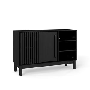 English Elm 47.3" Fluted Farmhouse Sideboard with Solid Wood Feet and Open Shelving for Dining Rooms W1801P428581