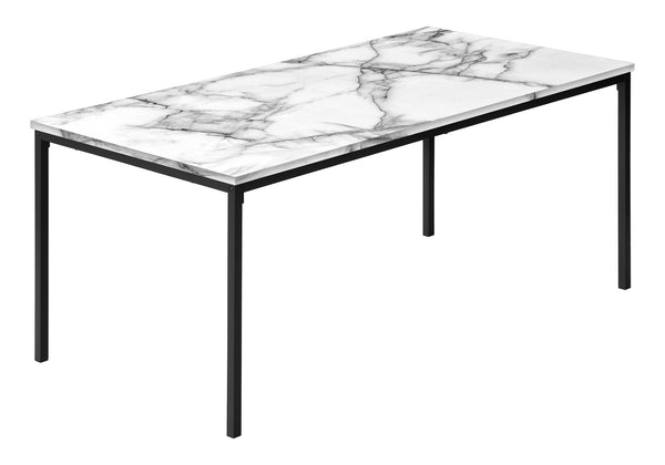 English Elm Table 3-Piece Set White Marble Look Laminate Tops with Black Metal Frame – Modern Durable Living Room Tables B2710P219972