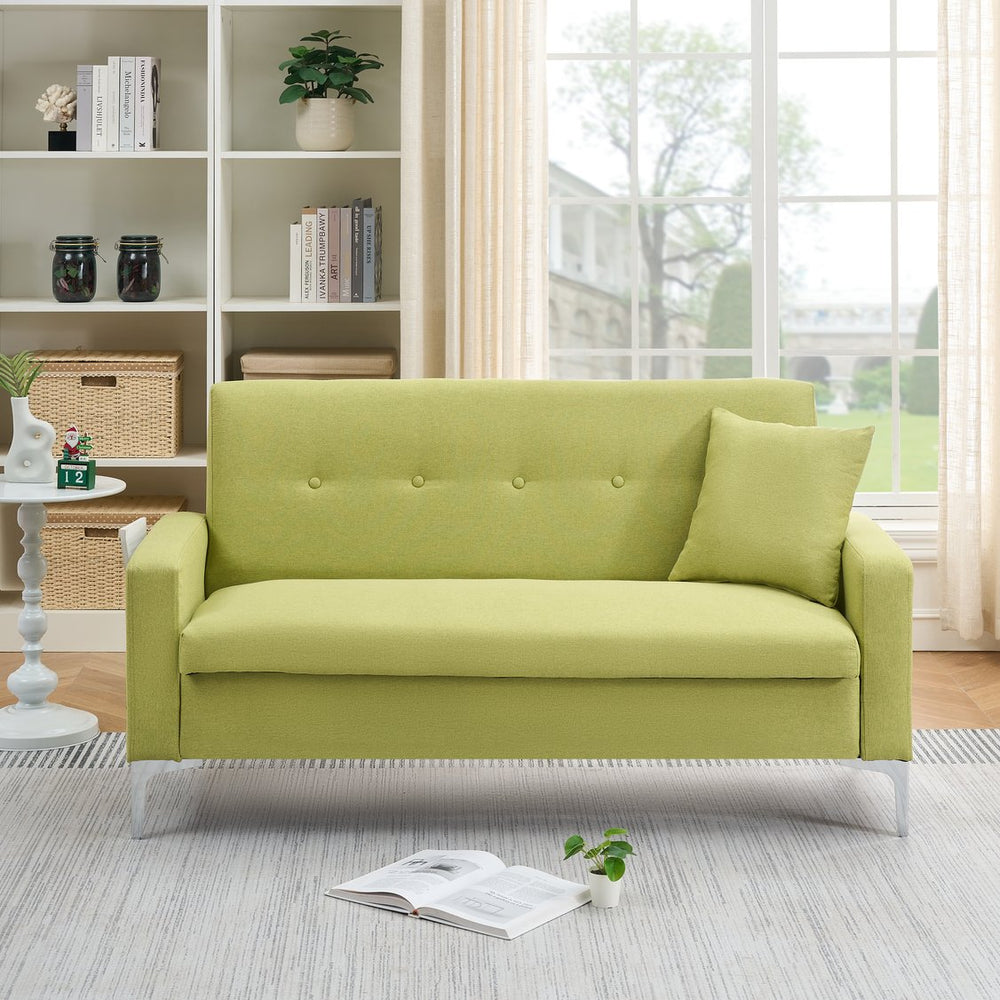 English Elm Multi-functional velvet 2-seater sofa with gold metal legs, solid wood frame, removable pillowcases, modern compact loveseat for living room apartments home office W1658P225268