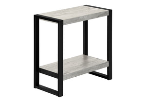 English Elm Accent C-Shaped Side Table with Reclaimed Wood-Look Top and Sleek Metal Frame for Small Spaces Grey 28 L x 15 W x 9 H B2710P219145