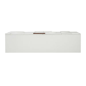 English Elm Modern White Walnut Sideboard with Geometric Doors Adjustable Shelves Dining Storage N779P373192W_N779P373193W