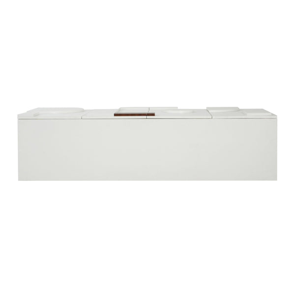 English Elm Modern White Walnut Sideboard with Geometric Doors Adjustable Shelves Dining Storage N779P373192W_N779P373193W