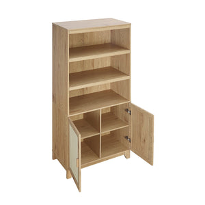 English Elm Sheridan 31" Bookcase Cabinet with 7 Shelves, Soft-Close Doors, Adjustable Shelves, Stylish Legs Natural B365P397893