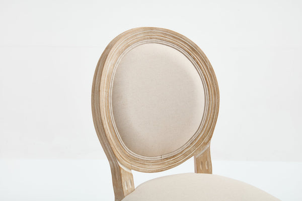 English Elm French Country 26'' Bar Chairs Set Of 2, Upholstered Comfort With Round Back, Vintage Elegance, Beige W3426P324574