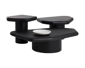 Sunpan DETTI Coffee Table - Sculptural Matte Black Concrete End Table for Indoor & Outdoor Elegance 112620