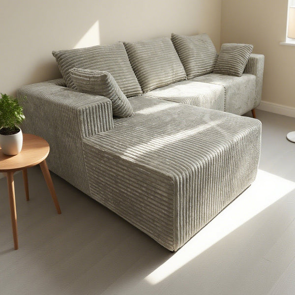 English Elm Corner Modular Sectional Sofa with Plush Fabric Converts to Loveseat or Guest Bed Gray W3064S00002