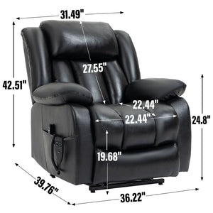 English Elm Dual Motor Power Lift Recliner with Massage Heat and 180 Degree Brown Lounge Chair W1803S00043