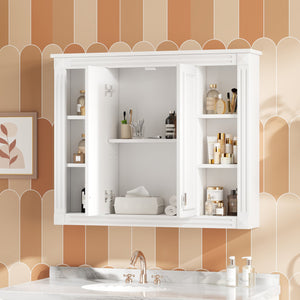 English Elm 36'' Wall Mounted Bathroom Cabinet White Wood Soft Close Double Door Storage N710P358584K
