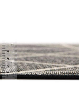 Unique Loom Outdoor Trellis Dalyan Machine Made Striped Rug Black, Natural 5' 3" x 8' 0"