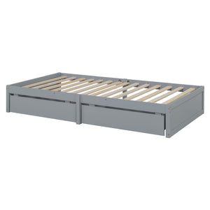 English Elm Twin Pinewood Daybed with Fence Guardrails Splits Into Two Floor Beds Storage Gray LP100881AAE
