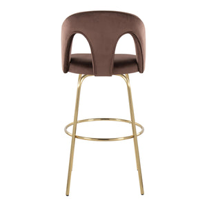 English Elm Fixed-height Swivel Barstools with Gold Footrest Black Frame White Upholstery Set Espresso B202S01882