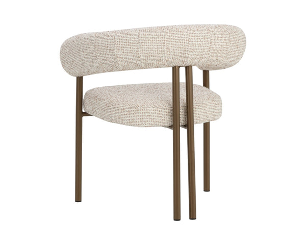 Sunpan ONIVA Dining Armchair - Elegant Noah Ecru Upholstery with Sturdy Black Iron Legs for Comfort & Style 112556
