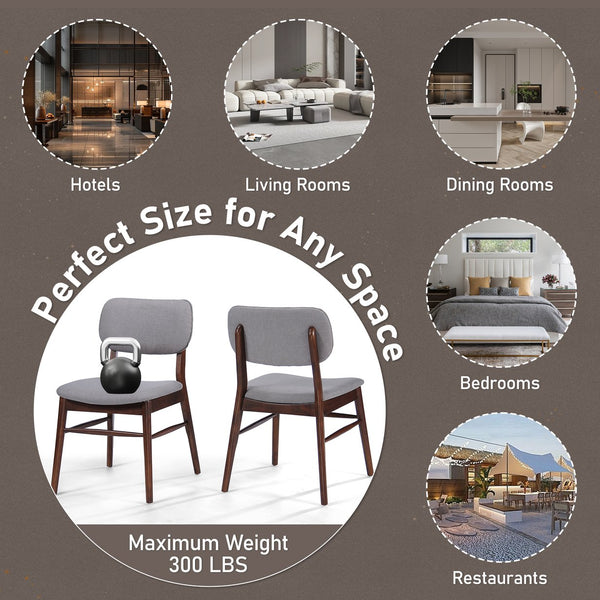 English Elm Christopher Knight Home® - Set Of 2 Mid-Century Dining Chairs - Walnut Frame & Light Gray Upholstery For Timeless Style N759P307029D