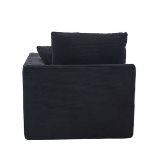 English Elm UNITED Cloud Couch Modular Sectional Sofa with Corduroy Cover, Ergonomic 2-Seater, No Assembly Needed Black W1568P371120