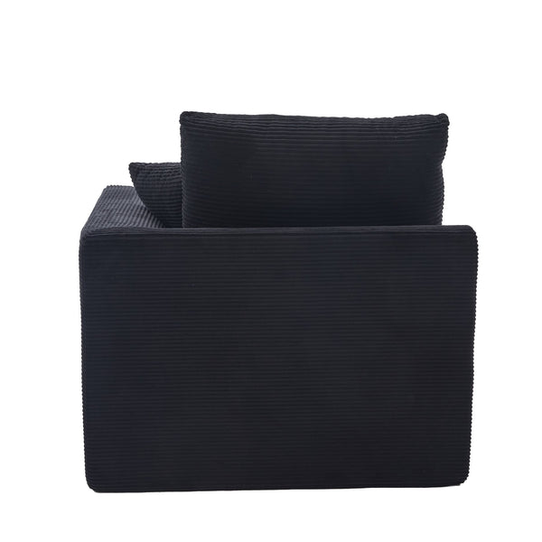 English Elm UNITED Cloud Couch Modular Sectional Sofa with Corduroy Cover, Ergonomic 2-Seater, No Assembly Needed Black W1568P371120