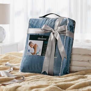 JLA Home Beautyrest - Throw Beautyrest Heated Oversized Microlight-to-Berber Blanket with Secure Comfort, Low EMF, 5yr Warranty Teal BR54-1926