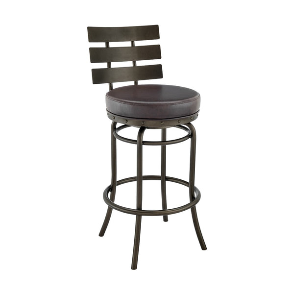 English Elm Piren Stylish Swivel Counter Stool In Mocha With Easy-Clean Brown Faux Leather For Modern Homes B2736P268535-GIGA