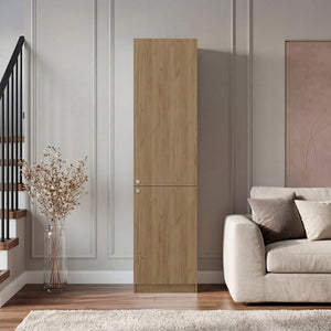 English Elm Butte Tall Two-tone Oak Bookcase with Concealed Doors and Open Shelves for Home Office B097P480465