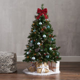 Christopher Knight Home® 4.5' Mixed Frosted Hinged Tree, 28 Pine Cones, 14 Red Berry, 200 Multi Lights-Ul, Dia:36