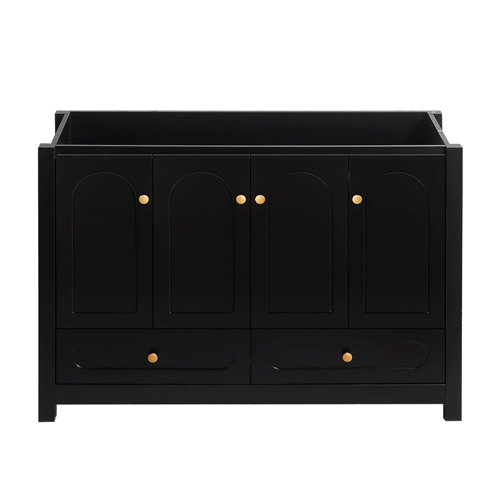 English Elm A Matte Black 48 Inch Bathroom Vanity with Soft Close Doors and Drawer Storage W3133P326085