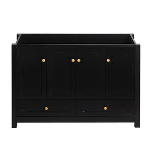 English Elm A Matte Black 48 Inch Bathroom Vanity with Soft Close Doors and Drawer Storage W3133P326085