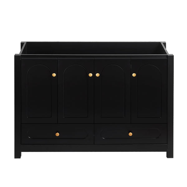 English Elm A Matte Black 48 Inch Bathroom Vanity with Soft Close Doors and Drawer Storage W3133P326085