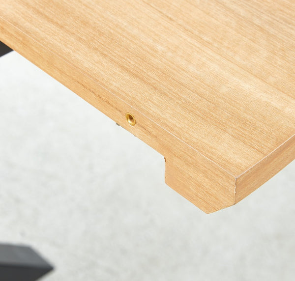 English Elm Extendable Modern Dining Table With Oak Mdf Top & Sturdy Metal Legs - Versatile Office & Coffee Use W234S00108