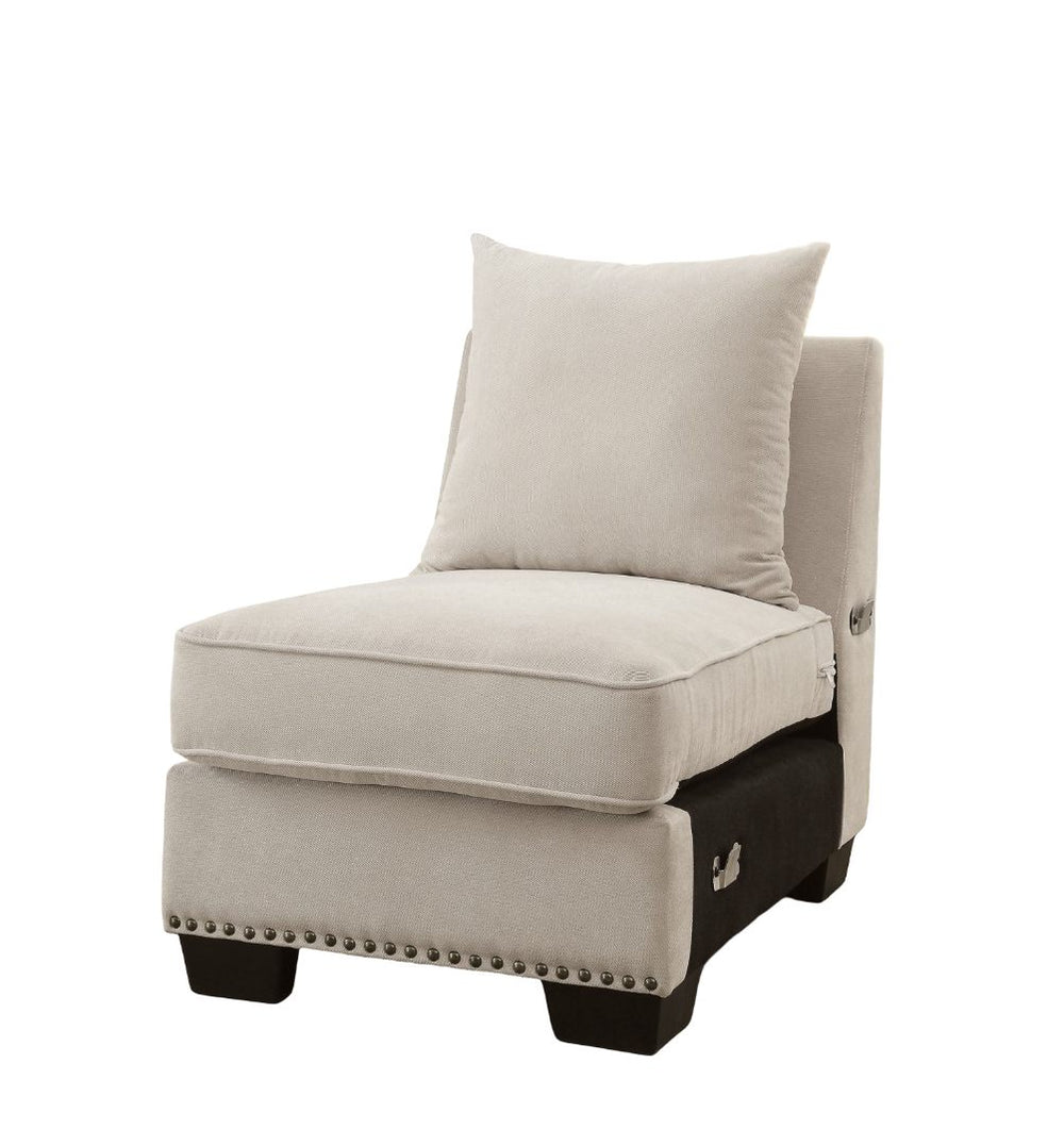 English Elm Beige Padded Chenille Chair with Nailhead Trim and Welt Accents, Ivory Transitional Seat, 26.5x38.5x37.5" B2741P375944