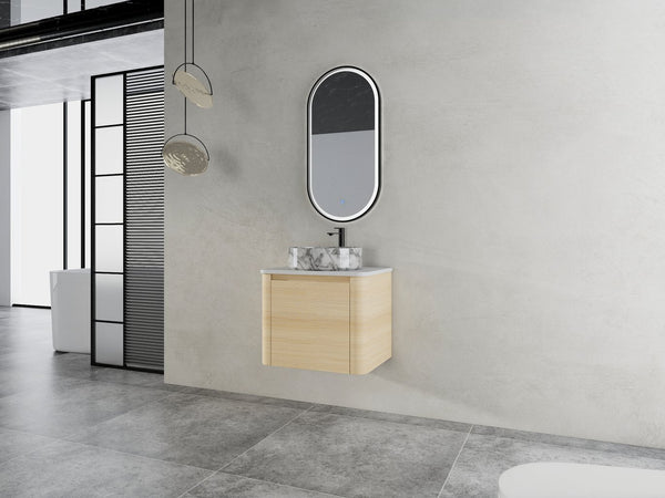 English Elm 24'' Wall-Mounted Bathroom Vanity With Ceramic Vessel Sink & Soft-Close Door For Small Spaces W999S00460