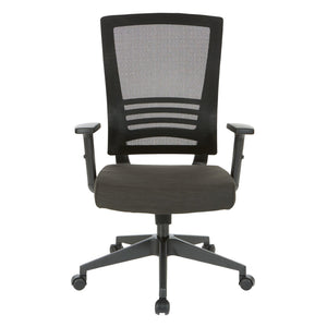 OSP Home Furnishings Vertical Mesh Back Office Chair with Lumbar Support Faux Leather Seat and Synchro Tilt EM60930-F23