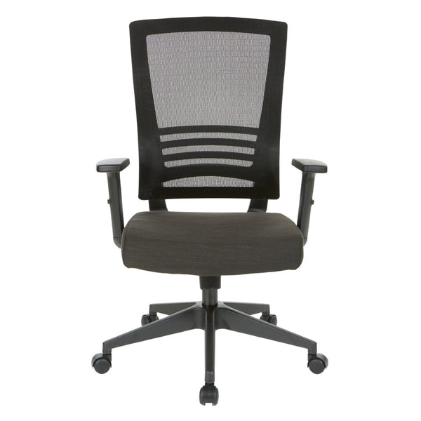OSP Home Furnishings Vertical Mesh Back Office Chair with Lumbar Support Faux Leather Seat and Synchro Tilt EM60930-F23