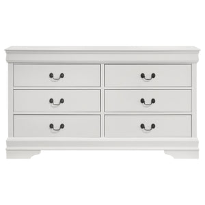 English Elm Frances Six Drawer Dresser Warm Wood Grain Finish with Nickel Bail Handles for Bedroom White B062P447791