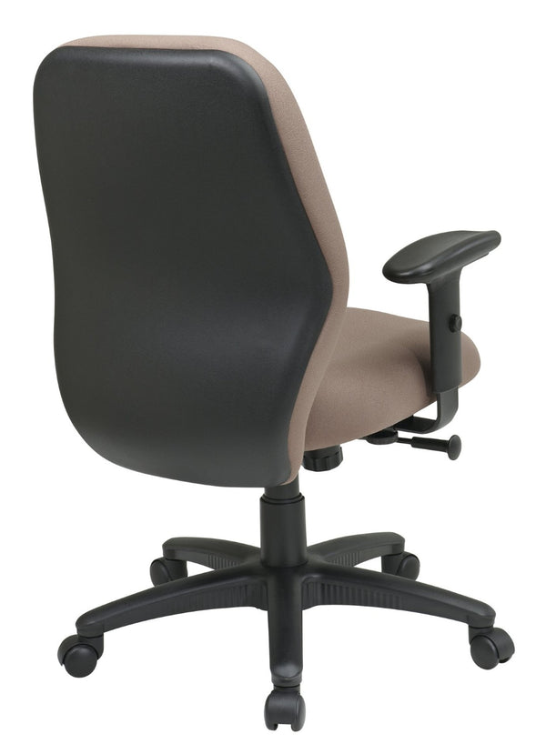 OSP Home Furnishings Mid Back Ergonomic Manager Chair with Synchro Tilt Lumbar Support and Padded Arms Taupe 3121-232