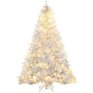 English Elm Homcom 7.5Ft Prelit White Christmas Tree With 500 Led Lights, 1518 Branches, Easy Setup & Storage W2225P217082