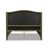 English Elm Marcella Upholstered Shelter Headboard Bed Set, Queen, Olive Green Performance Velvet