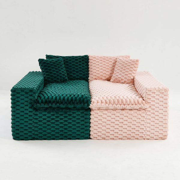 English Elm Luxury Color-Block Turtle Velvet Sofa – Versatile Modular Design For Cozy Living Room Comfort & Style W3371S00049